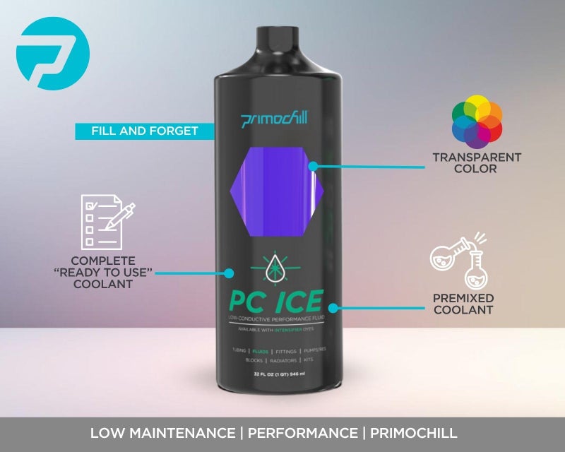 PrimoChill Ice - Computer WaterCooling Coolant, Fill and Forget, Low Viscosity, Low Chemical Content, Full Protection, Proudly Made in The USA (32oz/.9L) - Transparent - UV Purple - Image 4